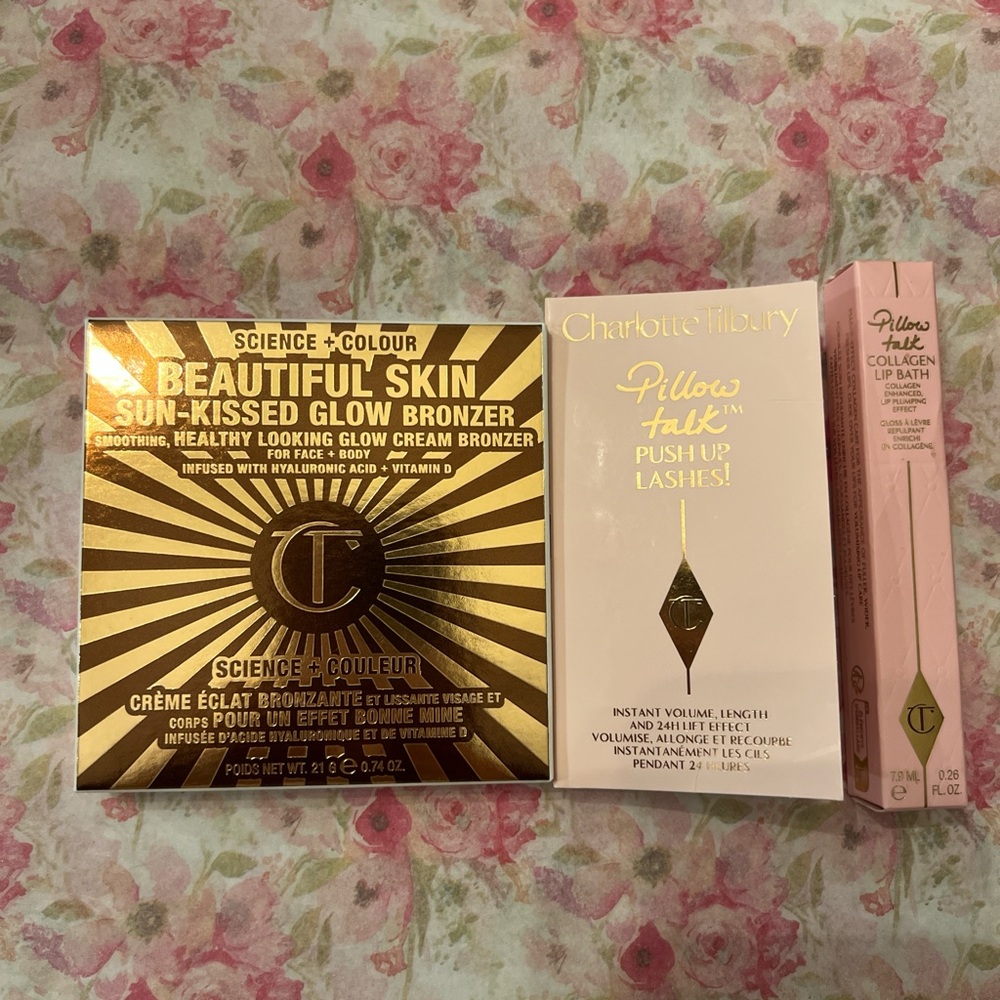 Charlotte Tilbury 3 pc bundle Bronzer, pillow talk lip bath, mascara